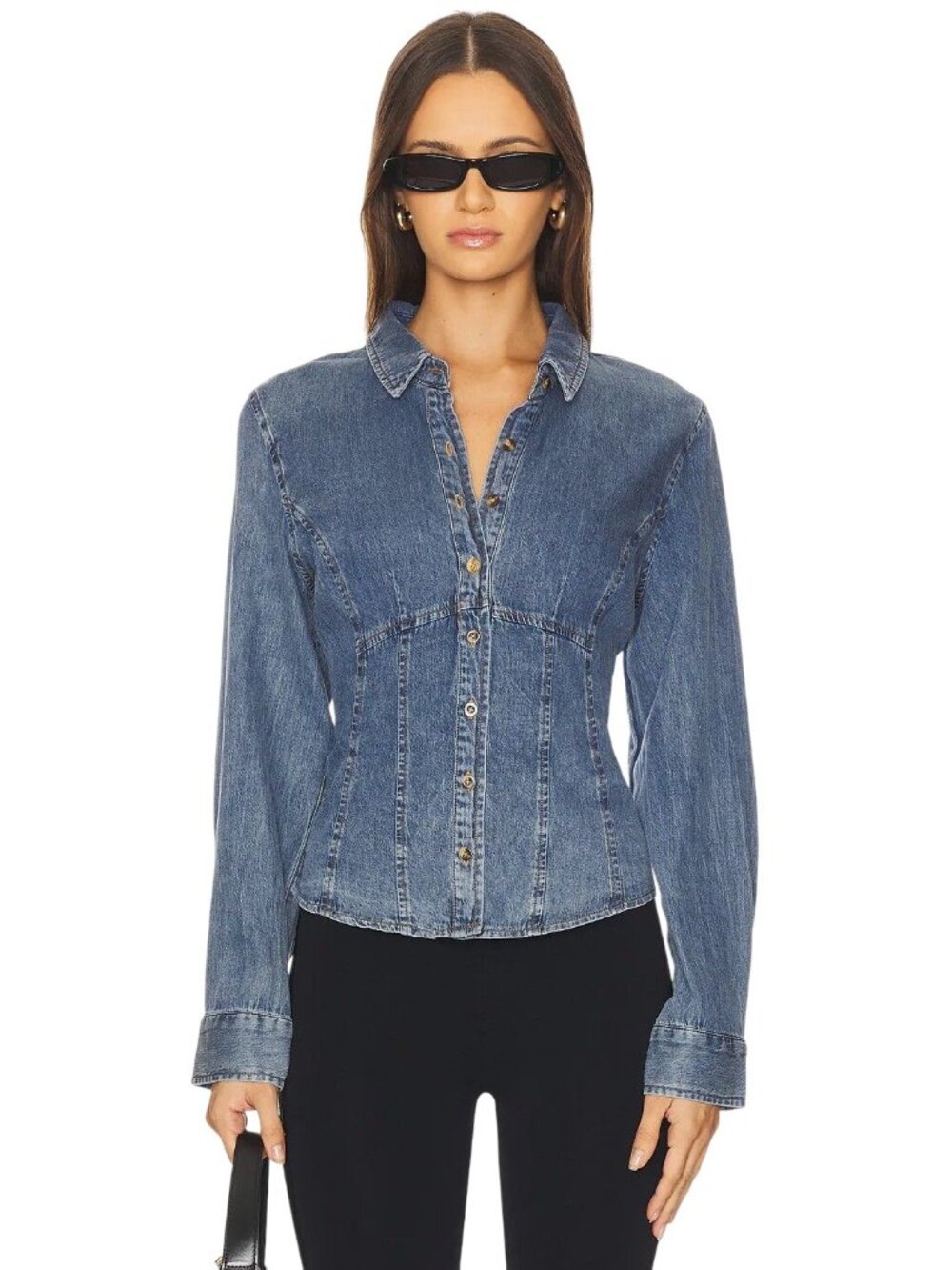 HEARTLOOM Mitchell Shirt in Rain Medium New Womens Denim Button Down Top